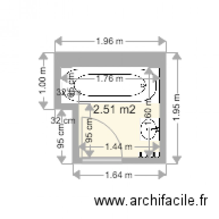 plan sdb DEUX actuel. Plan de 0 pièce et 0 m2