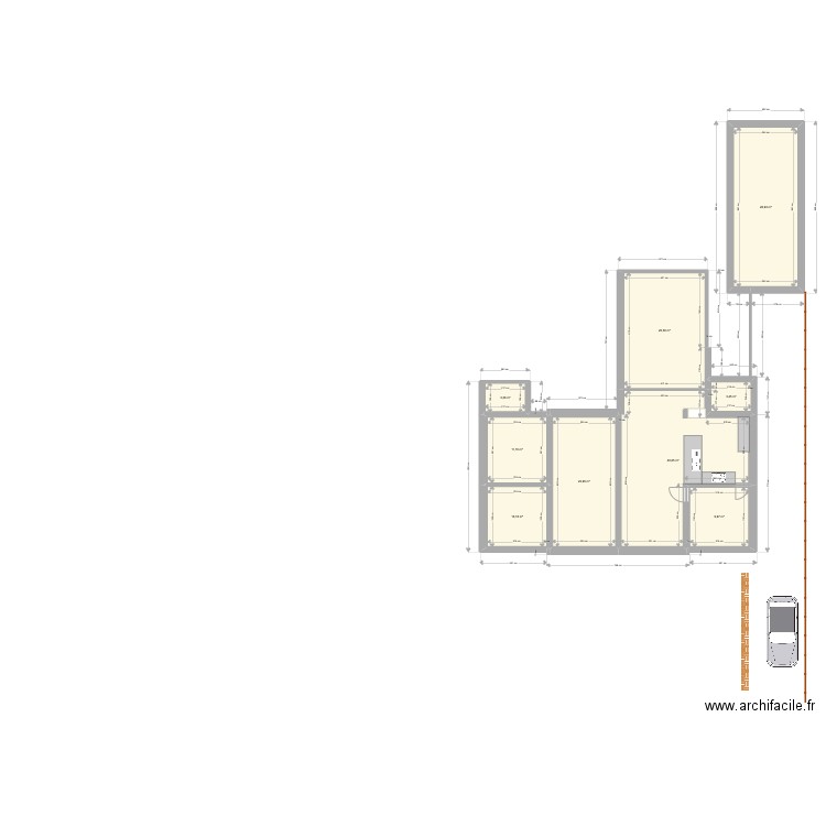 global avec garage . Plan de 9 pièces et 157 m2