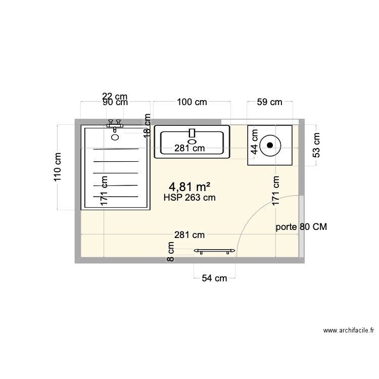 PLAN SDB EXISTANTE EVRY. Plan de 1 pièce et 5 m2