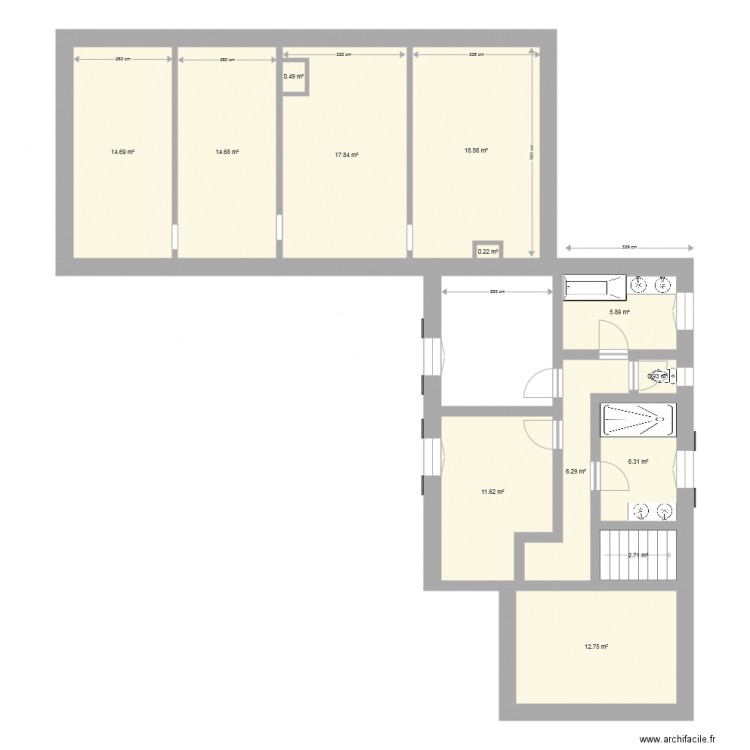 étage maison agrandissement  situation actuelle. Plan de 0 pièce et 0 m2