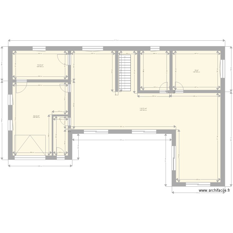 Plan projet chalet des Sables RDC facade Sud corrigé. Plan de 0 pièce et 0 m2