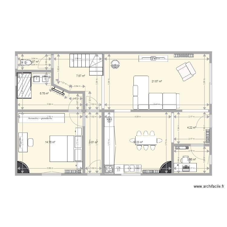 Bas caroline réaménagé. Plan de 0 pièce et 0 m2