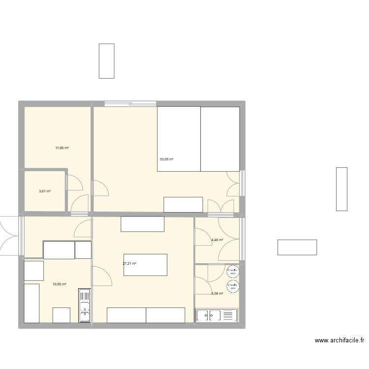 moulin 2. Plan de 8 pièces et 128 m2