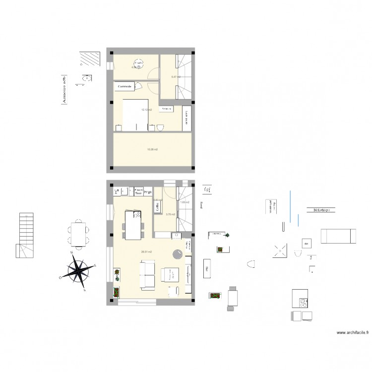 PG appart duplex pignon est sections 5 1. Plan de 8 pièces et 65 m2