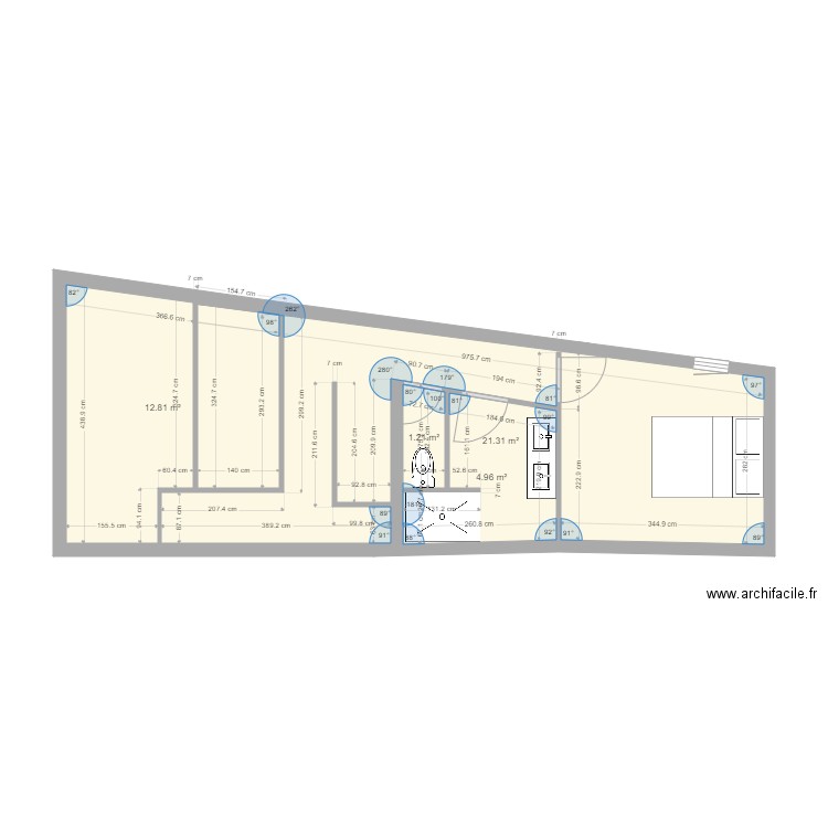 CLAUDINE. Plan de 4 pièces et 40 m2