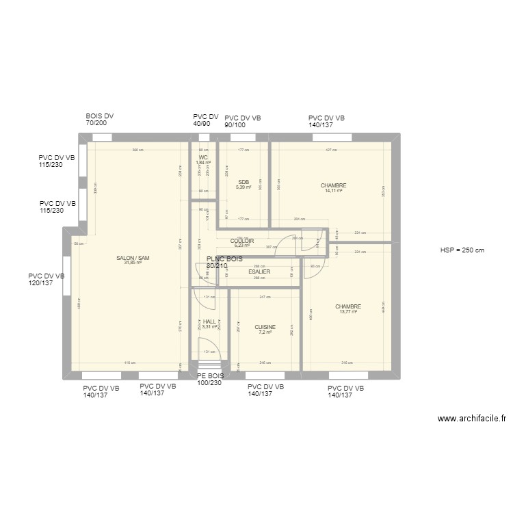 ROULETTE. Plan de 14 pièces et 206 m2