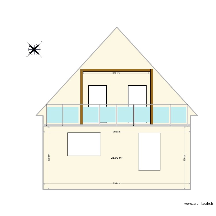 Facade BALCON ESSAI 2a. Plan de 2 pièces et 52 m2