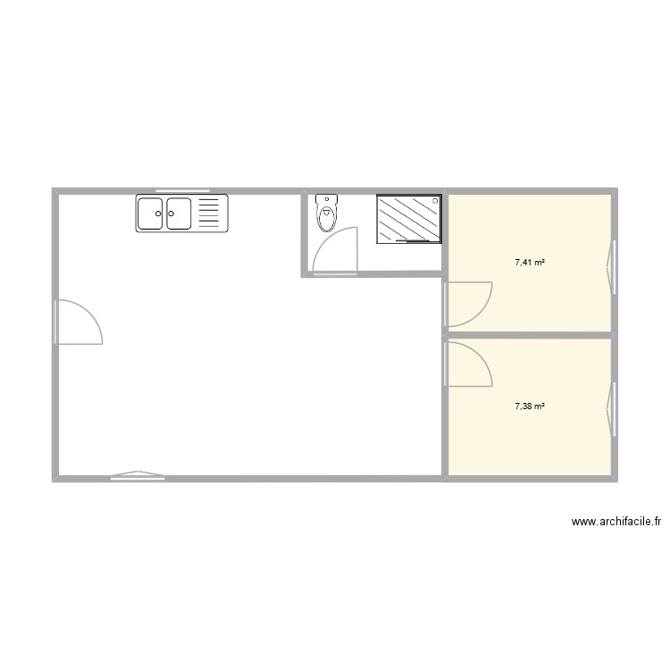 Maison Simple. Plan de 2 pièces et 15 m2