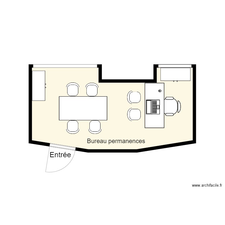 Bureau permanences 0B060. Plan de 0 pièce et 0 m2