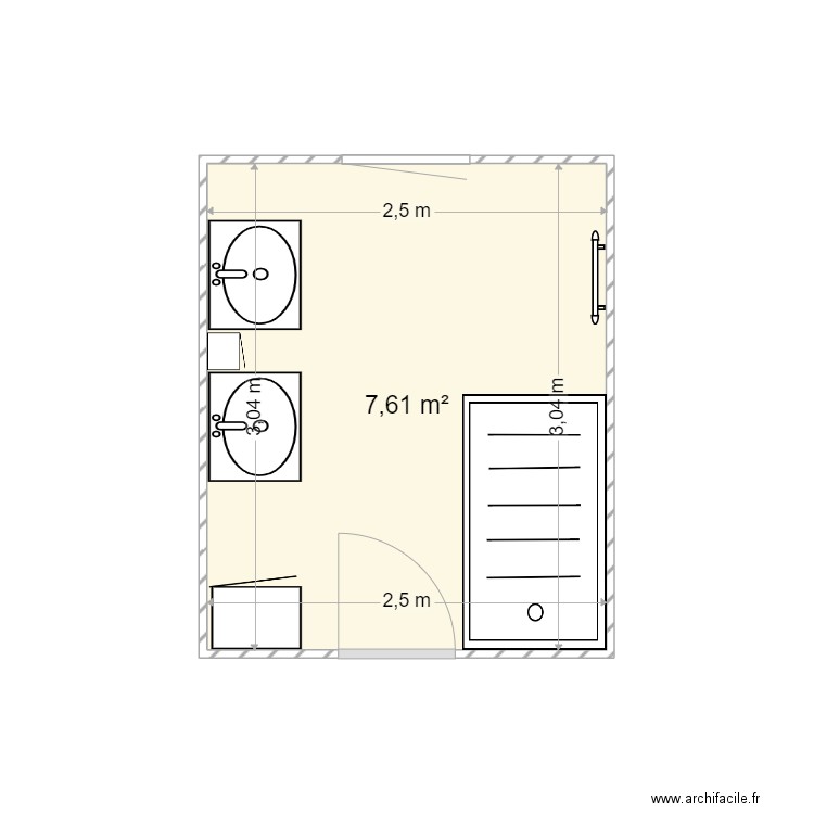 bonnet. Plan de 1 pièce et 8 m2