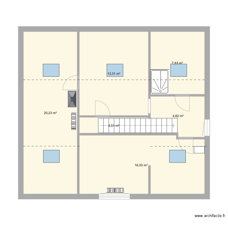 Bergeron 1er étage new. Plan de 6 pièces et 65 m2