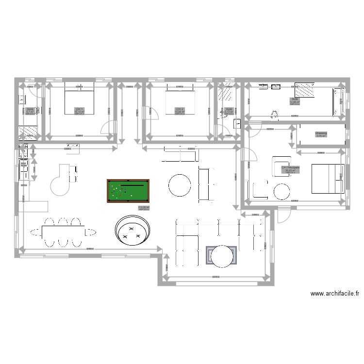 villa basse. Plan de 0 pièce et 0 m2