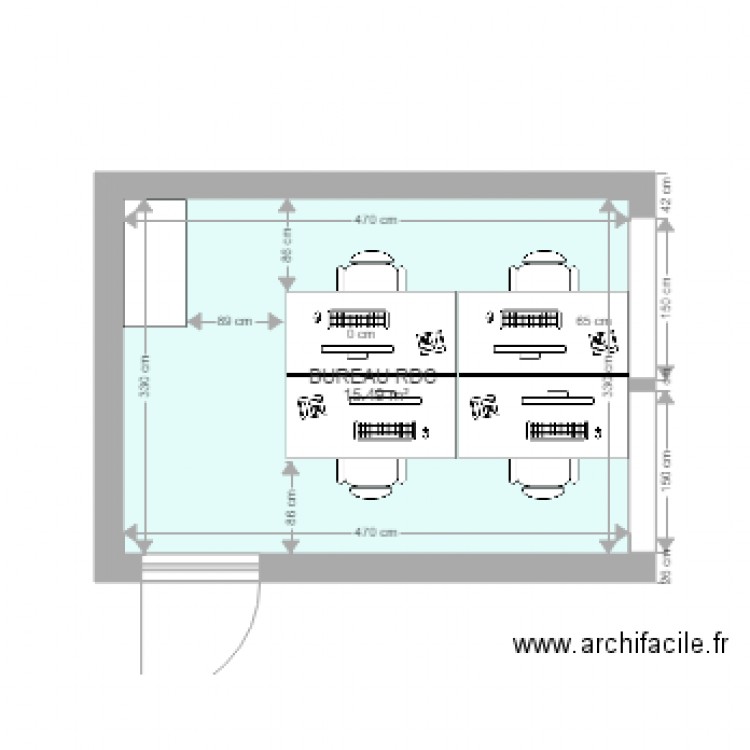 BUREAU RDC AVEC BUREAU 120X80 ET CAISSON DE 40 CM. Plan de 0 pièce et 0 m2