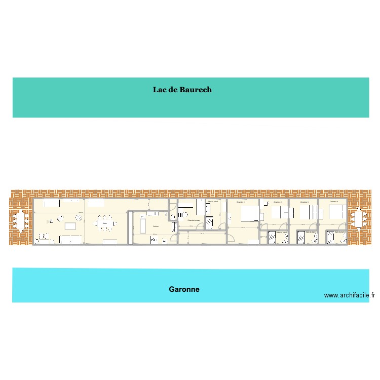 Plan maison Baurech_Paysage. Plan de 28 pièces et 381 m2