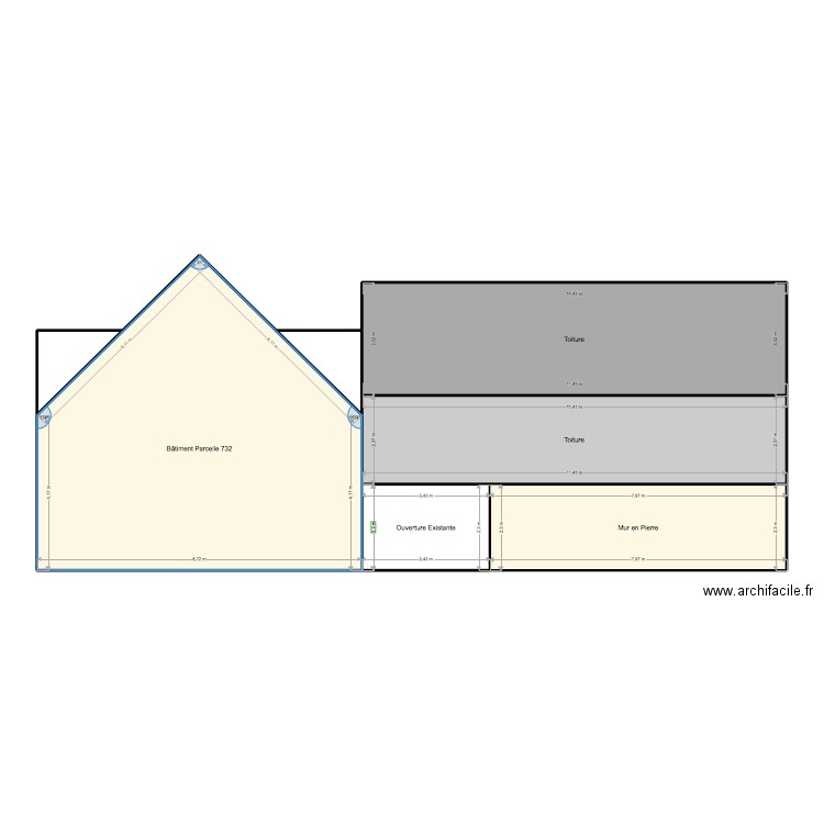 Façade Ouest. Plan de 5 pièces et 143 m2