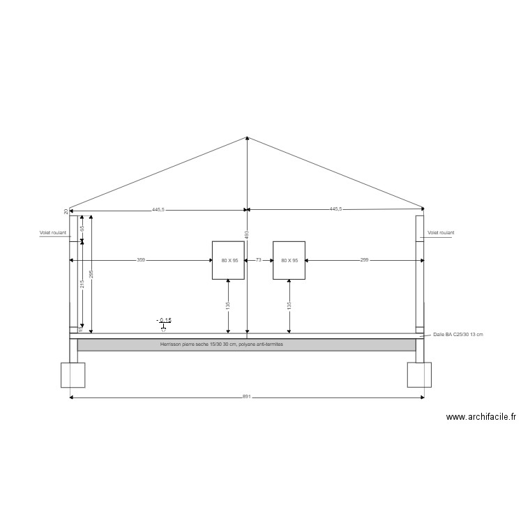 coupe A A. Plan de 0 pièce et 0 m2