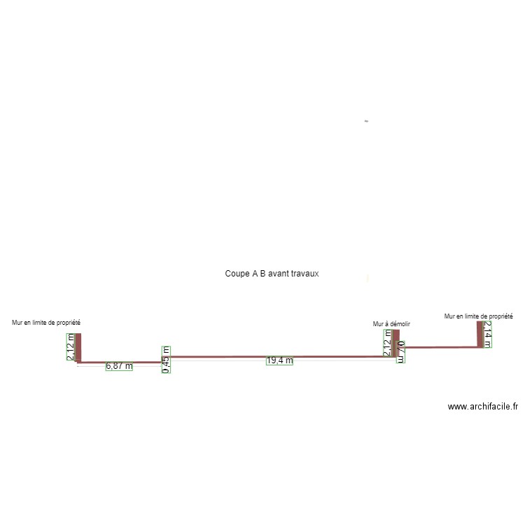 coupe avant travaux. Plan de 0 pièce et 0 m2