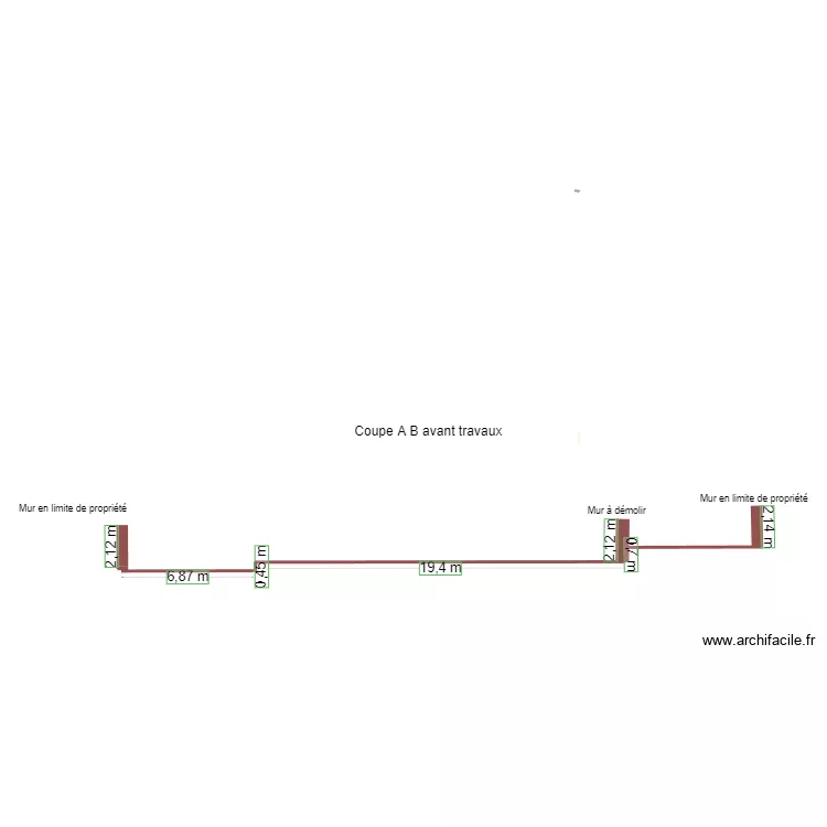 coupe avant travaux. Plan de 