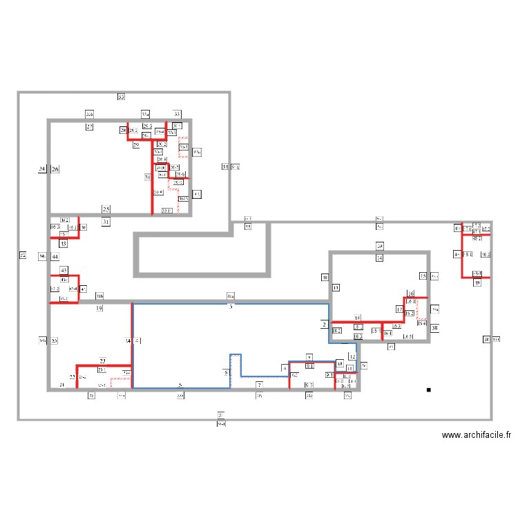 Permsub wall naming. Plan de 23 pièces et 493 m2