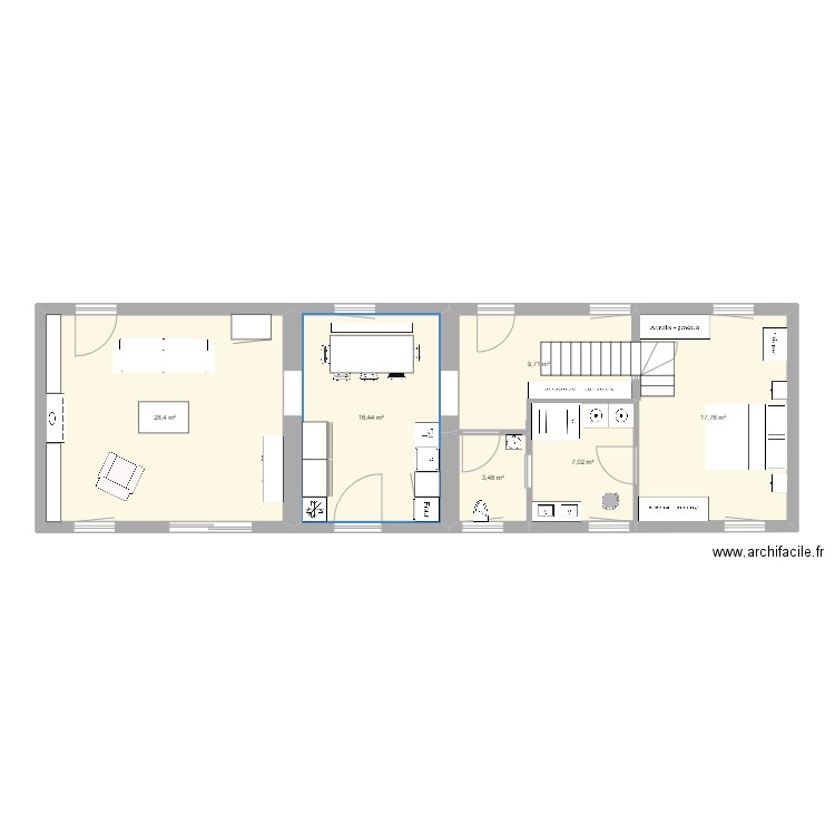 Constance St Epain. Plan de 6 pièces et 83 m2