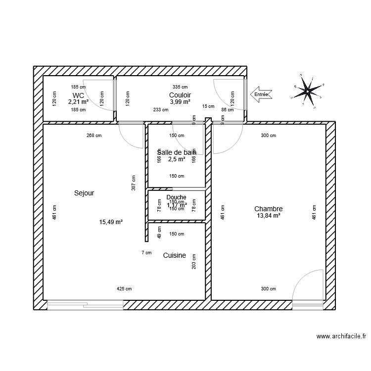 appart 26. Plan de 6 pièces et 39 m2