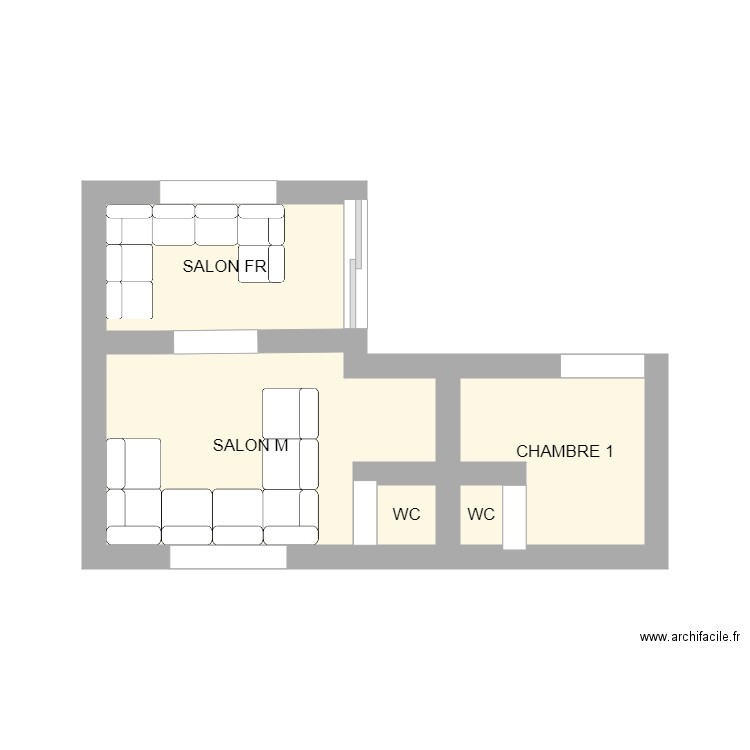 REZ DE CHAUSSEE. Plan de 5 pièces et 13 m2