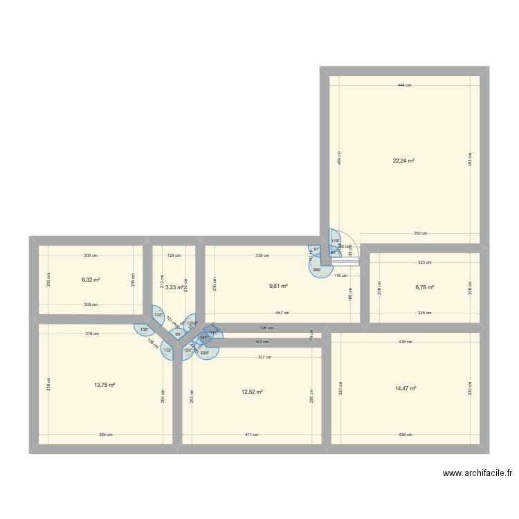 Projet Etage. Plan de 8 pièces et 89 m2