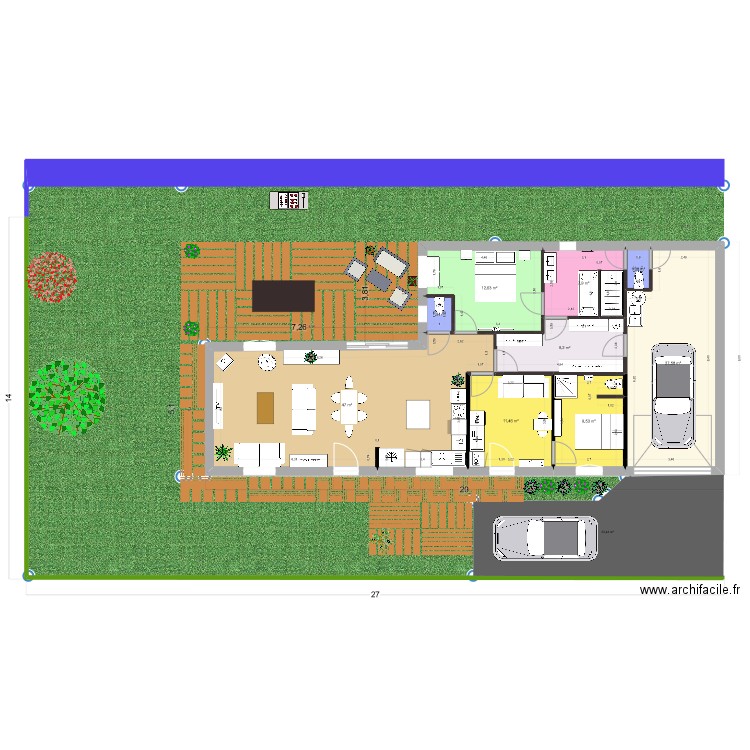 HANGAR ZONE modifié. Plan de 9 pièces et 128 m2