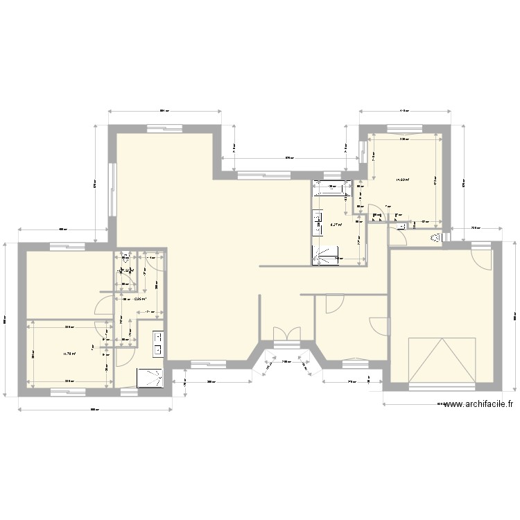 Parents. Plan de 5 pièces et 42 m2