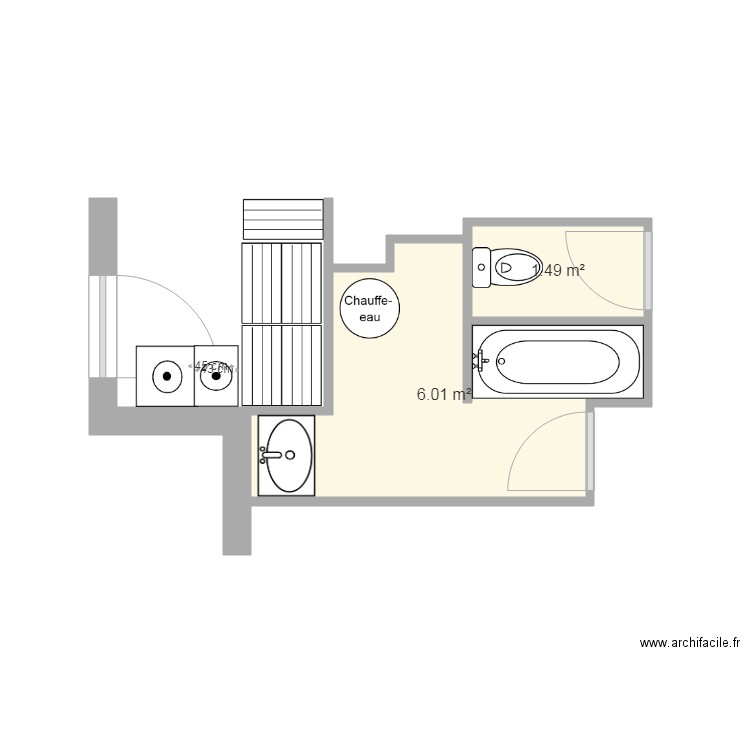 SdB étage avant travaux. Plan de 0 pièce et 0 m2