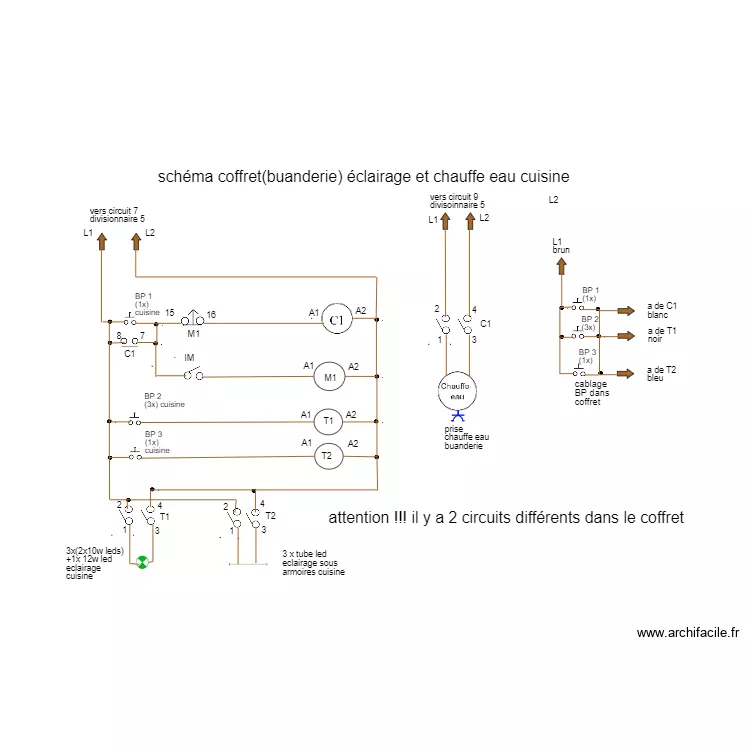 plan coffret chauffe eau eclairege cuisine. Plan de 