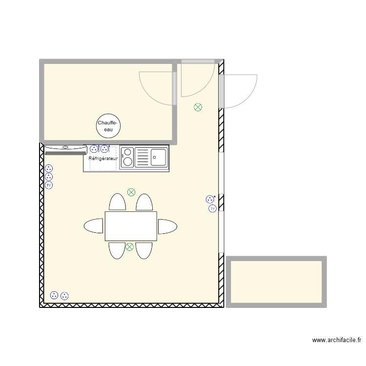 ADI. Plan de 3 pièces et 26 m2