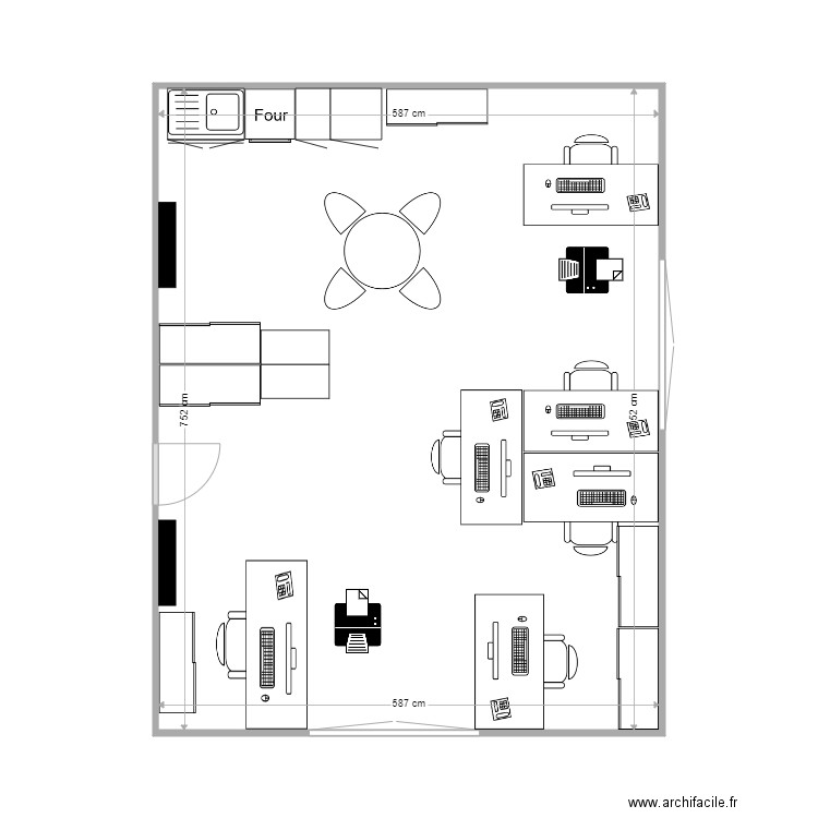 bureau percy. Plan de 1 pièce et 44 m2