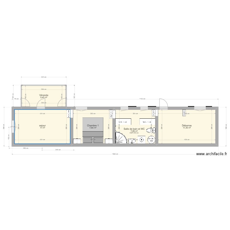 bel oeil plan actuel modifié. Plan de 0 pièce et 0 m2