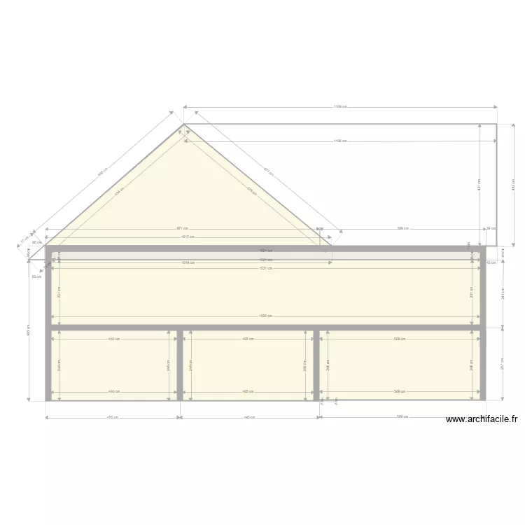 Coupe Pignon Voisin avec cave complete. Plan de 