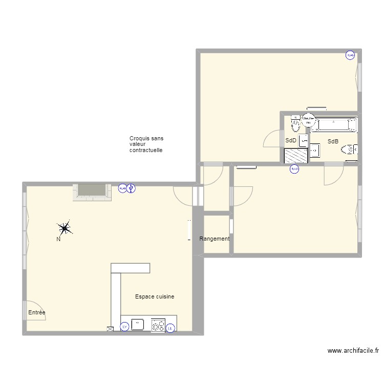 32 Mederic. Plan de 6 pièces et 92 m2