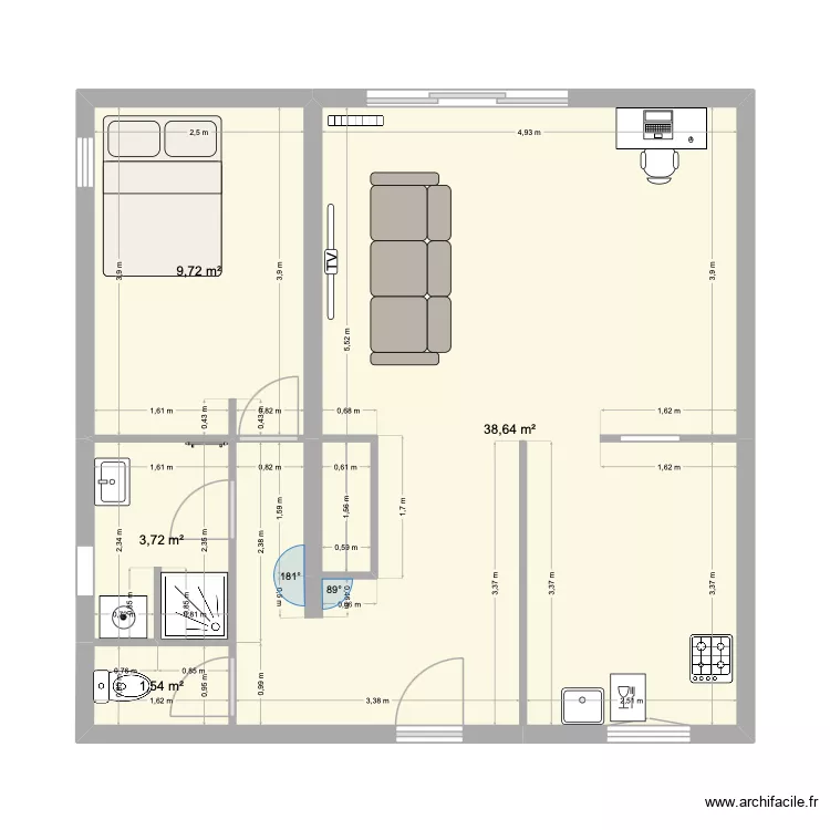 Maison. Plan de 4 Pièces et 54 m² Maison. Plan de 4 Pièces et 54 m²