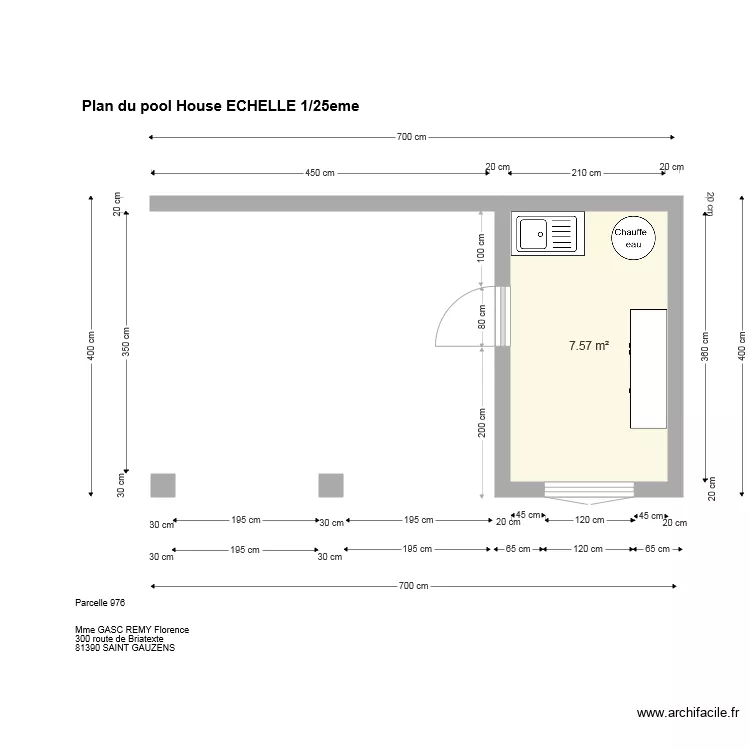 PLan pool house. Plan de 
