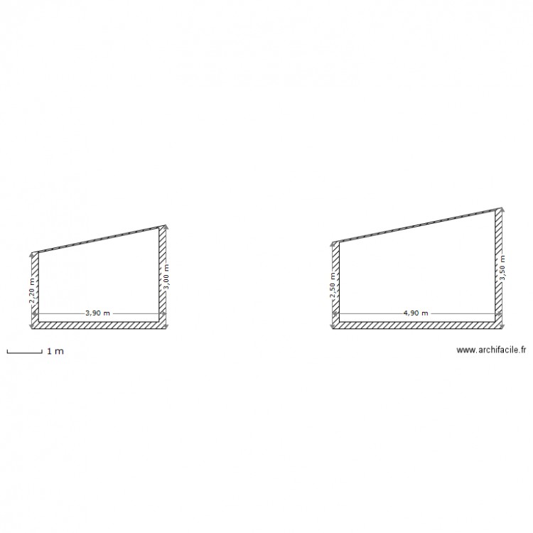 Vue de cote existant et projet. Plan de 0 pièce et 0 m2