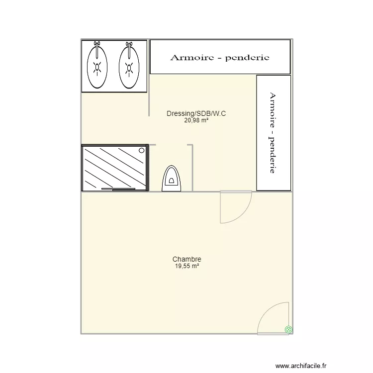 NB Réno - Chb/dress/sdb/w.c RDC. Plan de NB Réno - Chb/dress/sdb/w.c RDC. Plan de