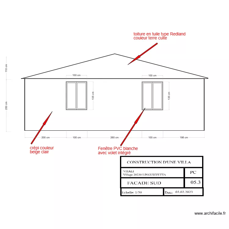 fred facade sud 2023 FEVRIER. Plan de 