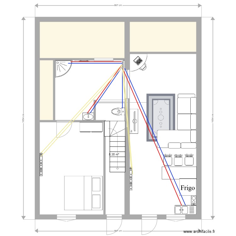 Appart Nonore. Plan de 7 pièces et 77 m2