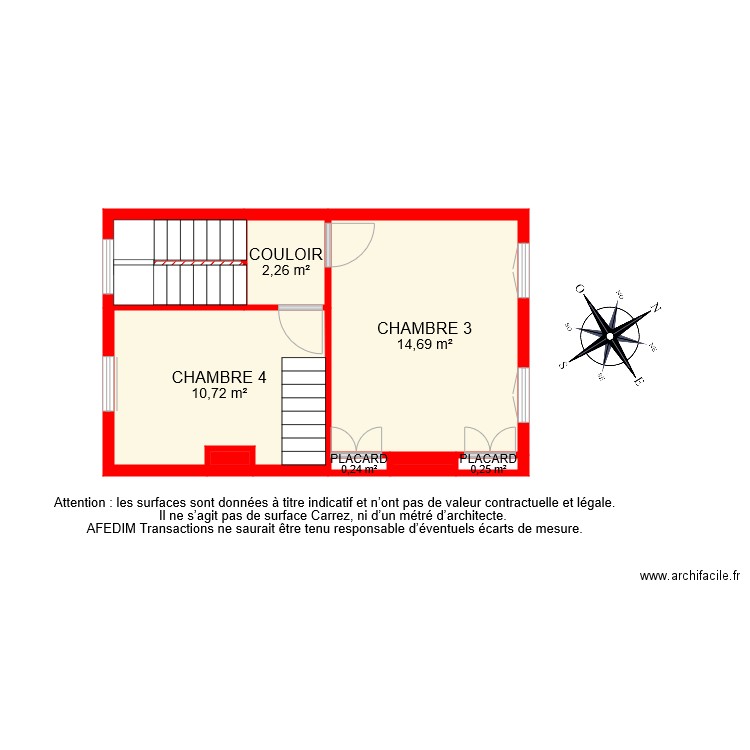 BI 7028 ETAGE 2. Plan de 8 pièces et 32 m2