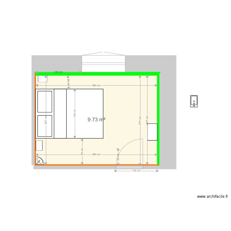 APPART XAVIER. Plan de 1 pièce et 10 m2