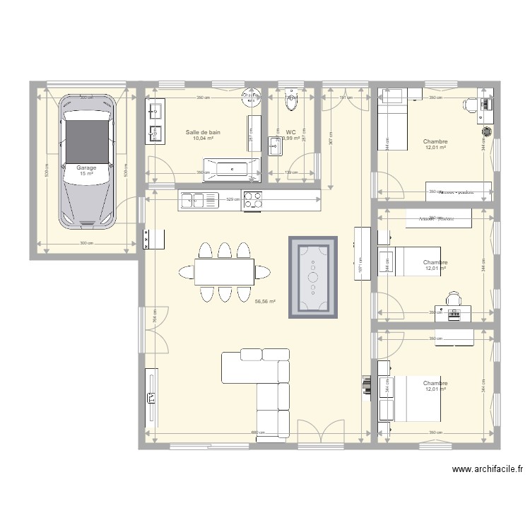 Plan maison. Plan de 7 pièces et 122 m2