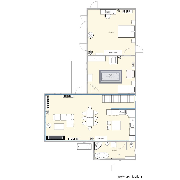 Moulin meublé 3. Plan de 4 pièces et 109 m2