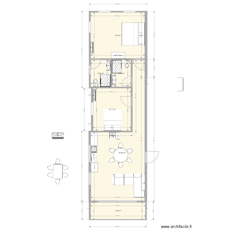 Apartement 2 ch etage1finale. Plan de 6 pièces et 81 m2