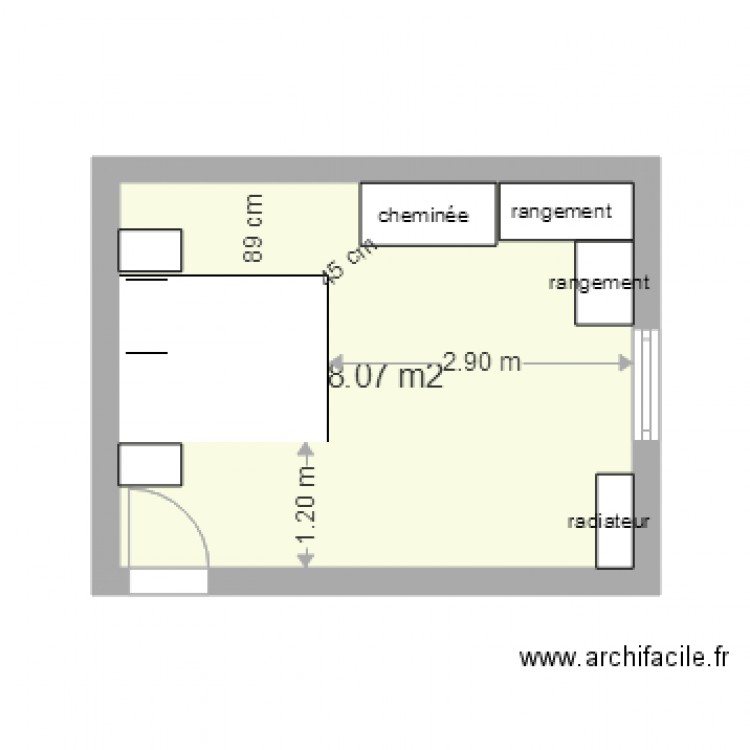 chambre grise version 2. Plan de 0 pièce et 0 m2