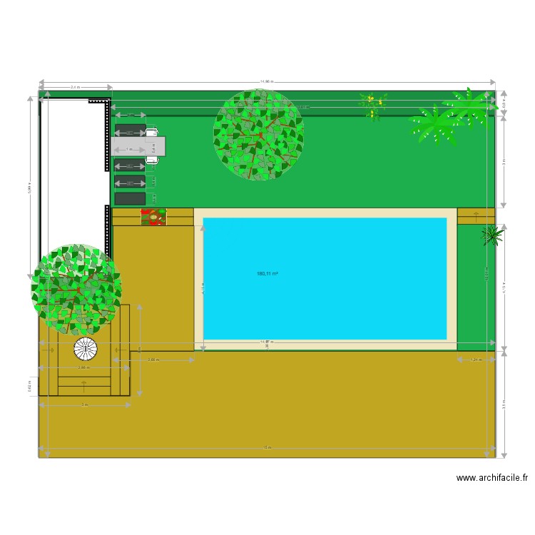 Jardin V2. Plan de 1 pièce et 180 m2