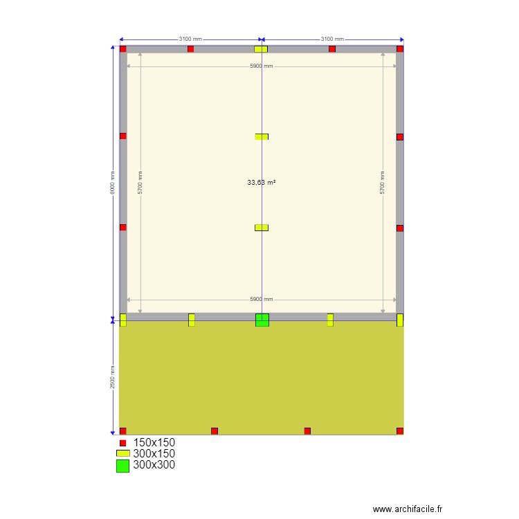 Denis svai. Plan de 2 pièces et 47 m2